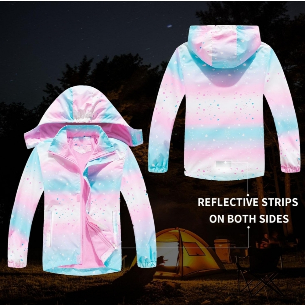 💓 Rain Jacket Lightweight Waterproof Hooded Fleece Lined Raincoat Windbreaker